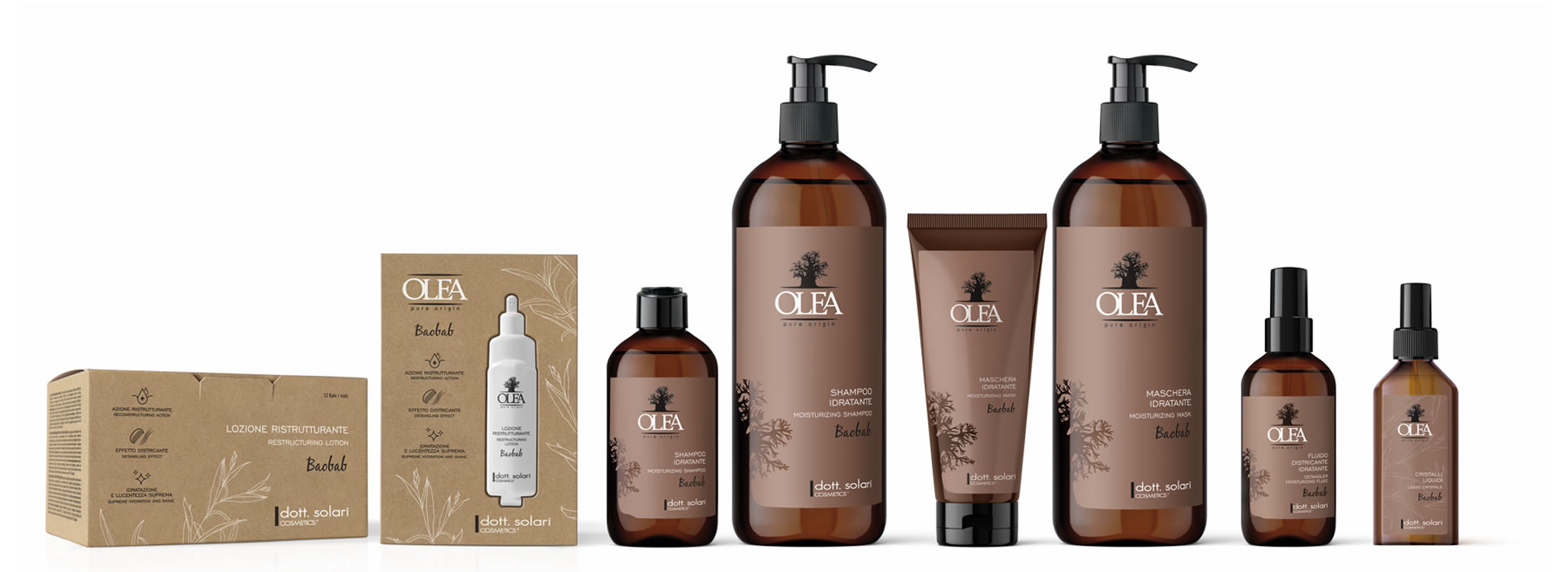 olea baobab dott solari 25 Набор средств Olea Baobab Dott.Solari для ухода за волосами: шампунь, маска, лосьон. Органическая косметика с экстрактом баобаба.